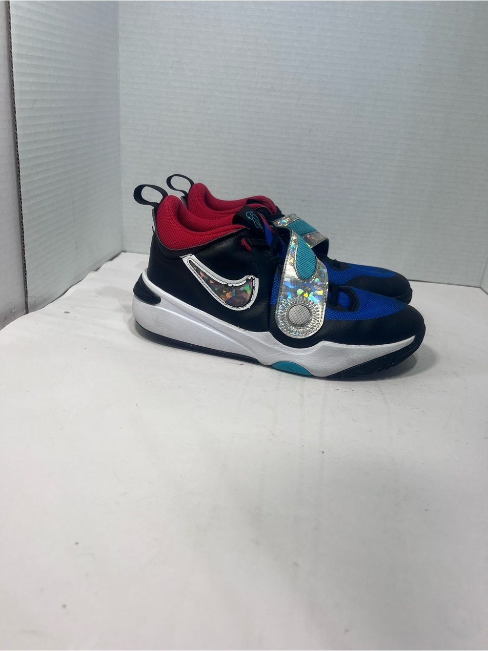 Nike Kids Sneakers in Blue, Black and Red with Holographic Strap